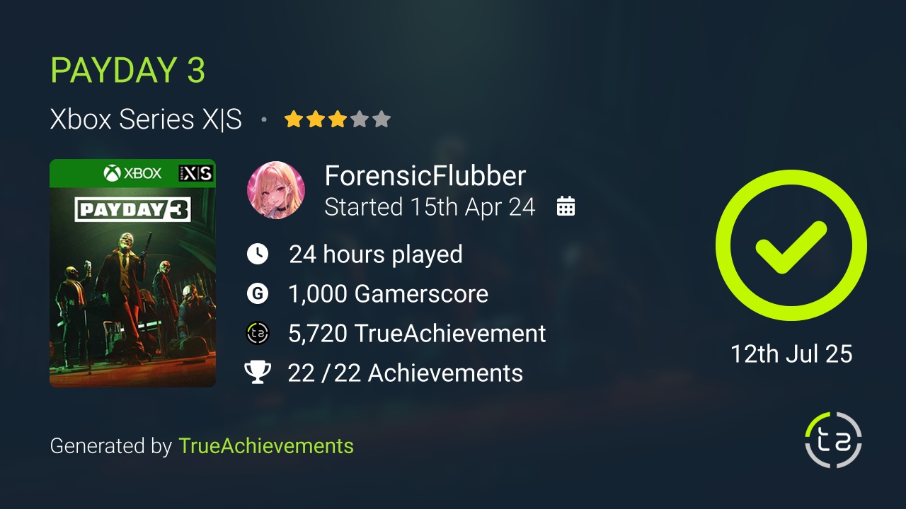 PAYDAY 3 achievement summary
